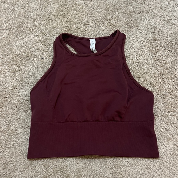 #287& 258 🍋Lululemon Ebb To Train Bra Garnet Red Size 4 High Neck Longline🍋 - Picture 3 of 9